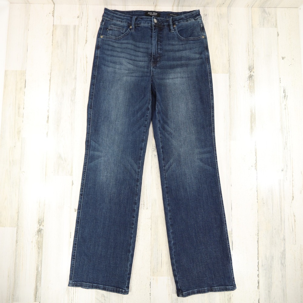 Judy Blue Jeans Womens 15 Mid Rise Tummy Control Straight Leg Stretch Denim - Picture 1 of 16